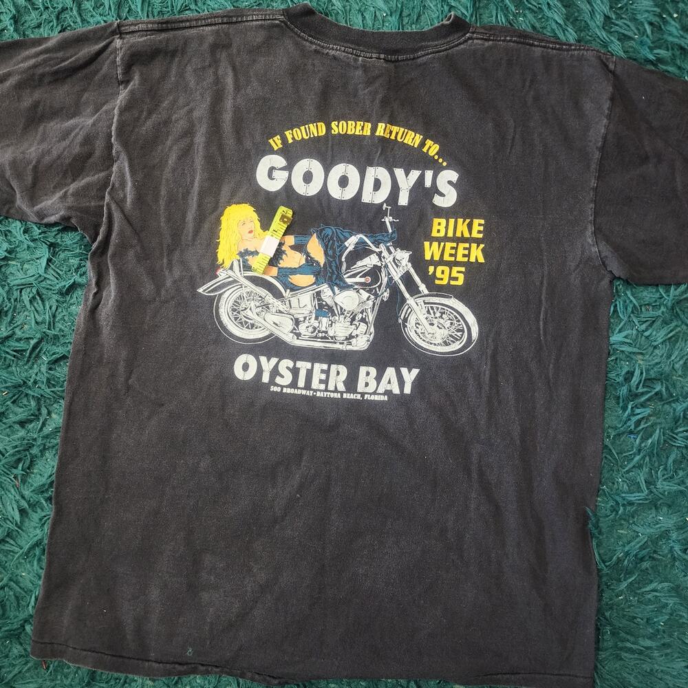 Vintage 1995 Goody’s Bike Week Oyster Bay Biker Tee Made in USA XL